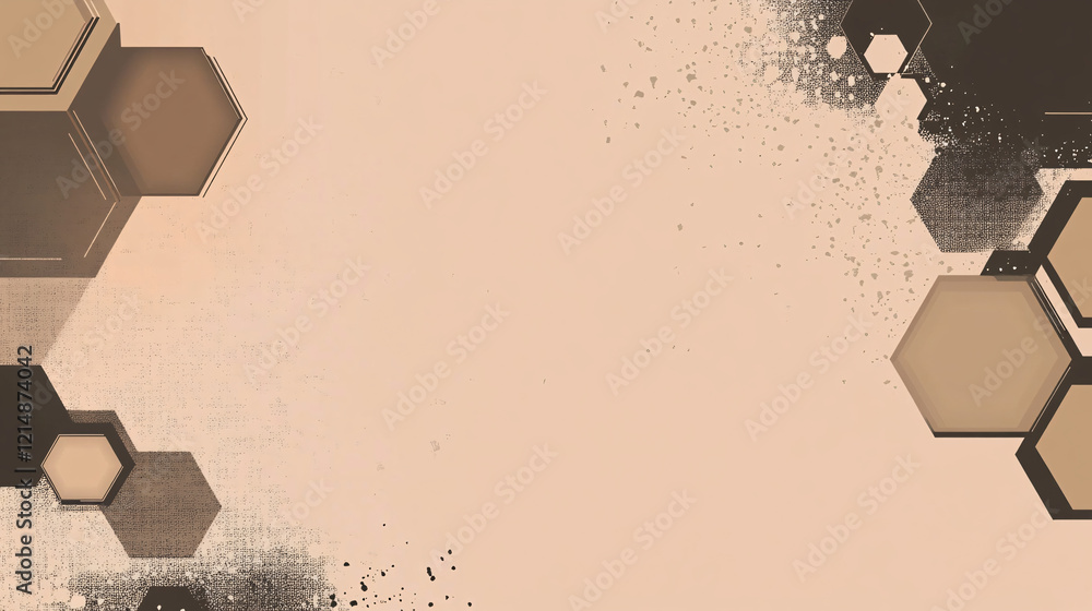 Poster a clean and elegant wallpaper showcasing hexagonal shapes in a rich mocha mousse color scheme, desig