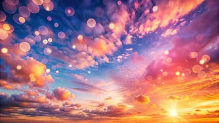 Obraz premium Peaceful, romantic evening sky; soft bokeh, dreamy light paints a beautiful, serene nature panorama.