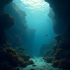 Fototapeta premium Enchanting Underwater World Moody Matte with Vibrant Aquatic Life
