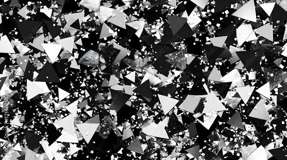 Aufkleber abstract 3d render of black and white triangles creates a dynamic visual texture.