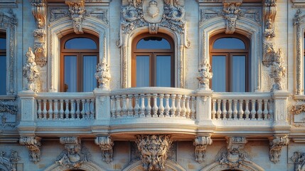 Obraz premium Detailed architectural features of an ornate building.
