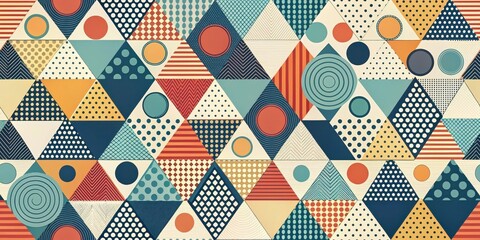 Modern Geometric Pattern with Triangles and Circles, trendy style, modern design