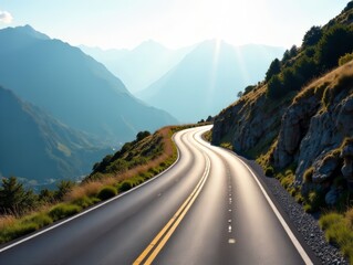 Naklejka premium Piedmont Gran Paradiso National Park Winding Road High Angle Scenic Drive