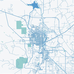 Map of Carlsbad in New Mexico in a professional blue style. Contains layered vector with roads water, parks, etc.