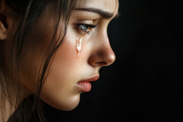 Emotional Close-Up Portrait of a Woman