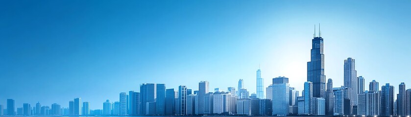 Obraz premium Tablet in hand with a city skyline and data visualization charts, against a plain blue background, highlighting the role of technology in urban data analysis