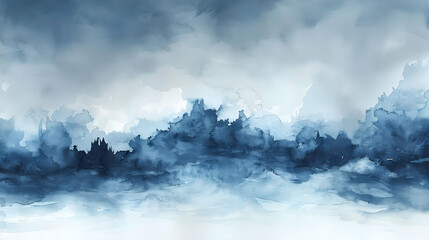 Fototapeta premium Abstract Background with Blue Watercolor Wash Creates a Dreamy and Atmospheric Scene