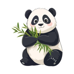 Adorable Panda Eating Bamboo