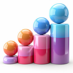  3d colorful Bar Graph on white background