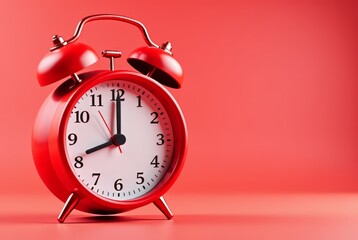 Retro Red Alarm Clock 10 AM Modern Vintage