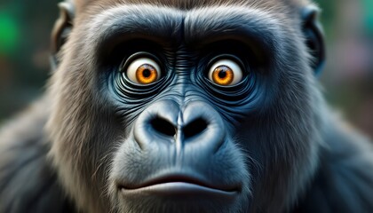 Obraz premium Surprised Gorilla Closeup Amazing Wild Animal Photo