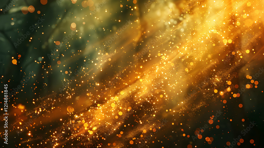 Aufkleber abstract background with golden particles and bokeh effect creates a magical atmosphere