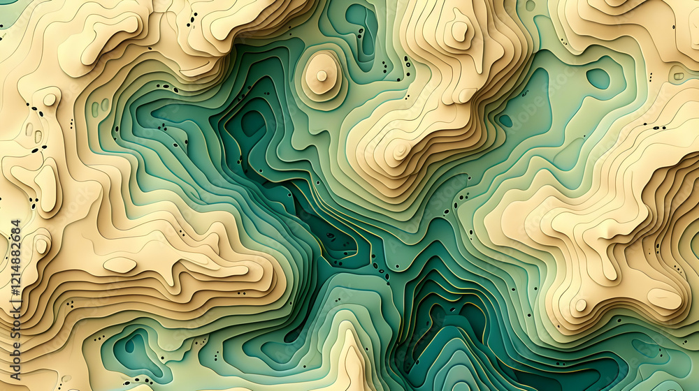 Poster 3d topographic contour lines map shows elevation and depth perfectly in abstract background