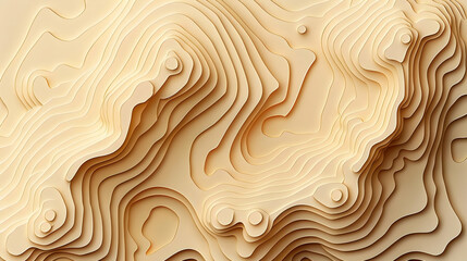 3D Abstract Background Forms a Topographic Map with Smooth Curves in a Monochromatic Palette