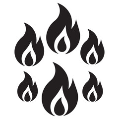 fire icon silhouette vector illustration on a white background.
