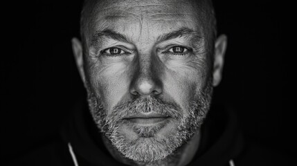 Fototapeta premium Ethereal Gaze: Cinematic Black and White Portrait of Resilience