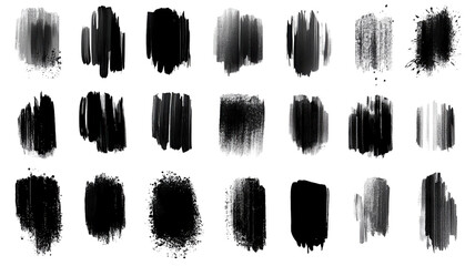Black Ink Brushstrokes Collection: A diverse set of high-resolution black ink brushstrokes, perfect for adding texture and artistic flair to your designs.  Each stroke is unique.