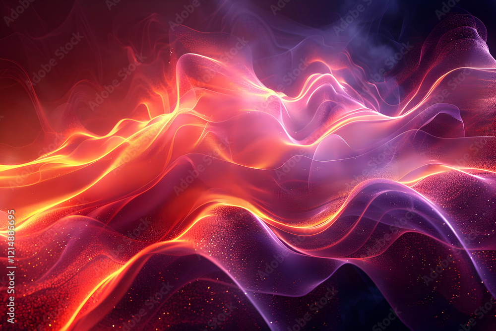 Poster abstract background flows with glowing particles and vibrant colors smoothly