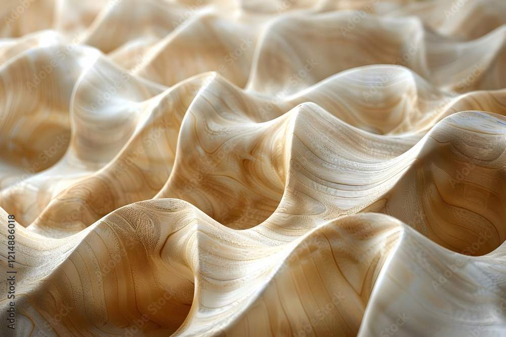 Poster abstract 3d wood grain texture forms smooth, flowing waves in a close-up perspective