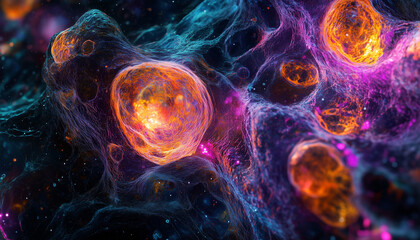 Obraz premium stem cells under a microscope orange center