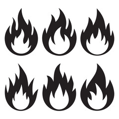 fire icon silhouette vector illustration on a white background.