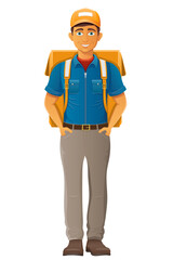 delivery young man courier service vector illustration isolated on white background