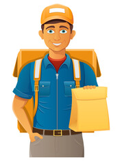 delivery young man courier service vector illustration isolated on white background