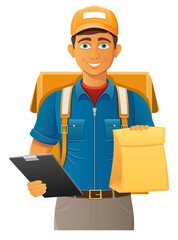 delivery young man courier service vector illustration isolated on white background