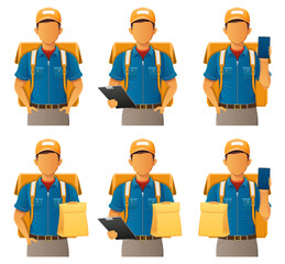 delivery young man courier service vector illustration isolated on white background