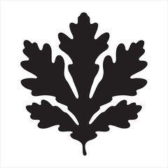 Oak Leaf - Black silhouette on white background
