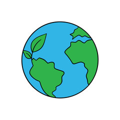 Globe with Green Leaves Vector Illustration