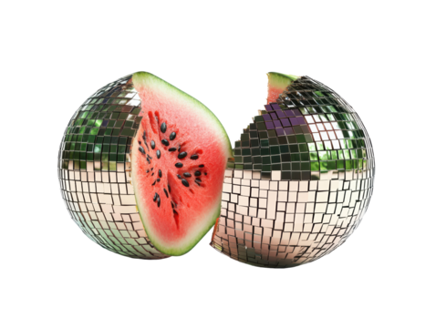 Isolated Disco Ball Watermelon Slice Fusion