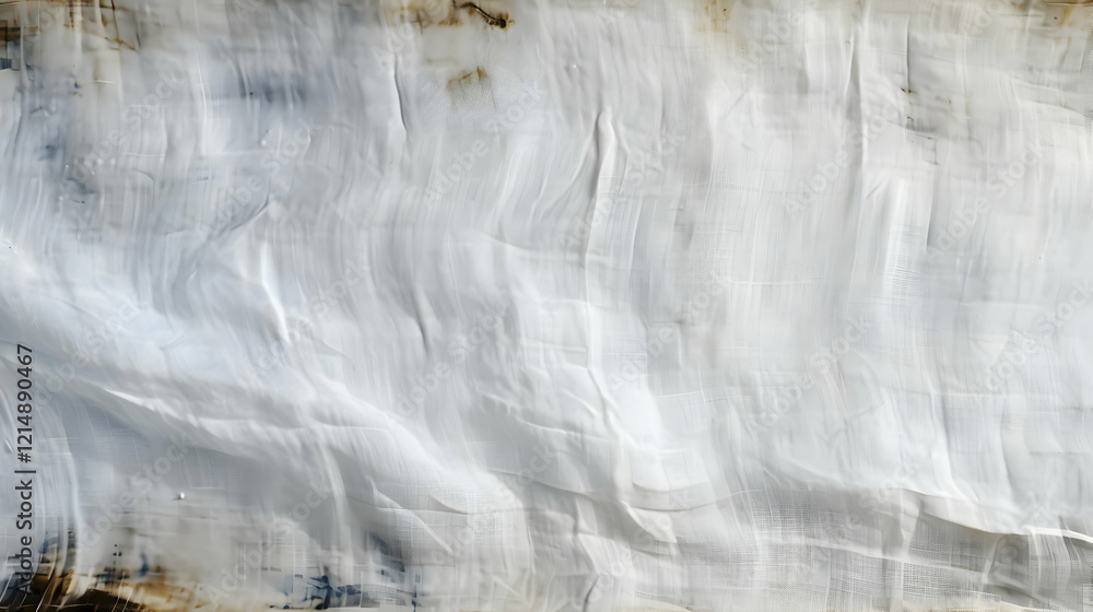 Poster abstract white fabric texture background shows soft, flowing material with subtle pattern.