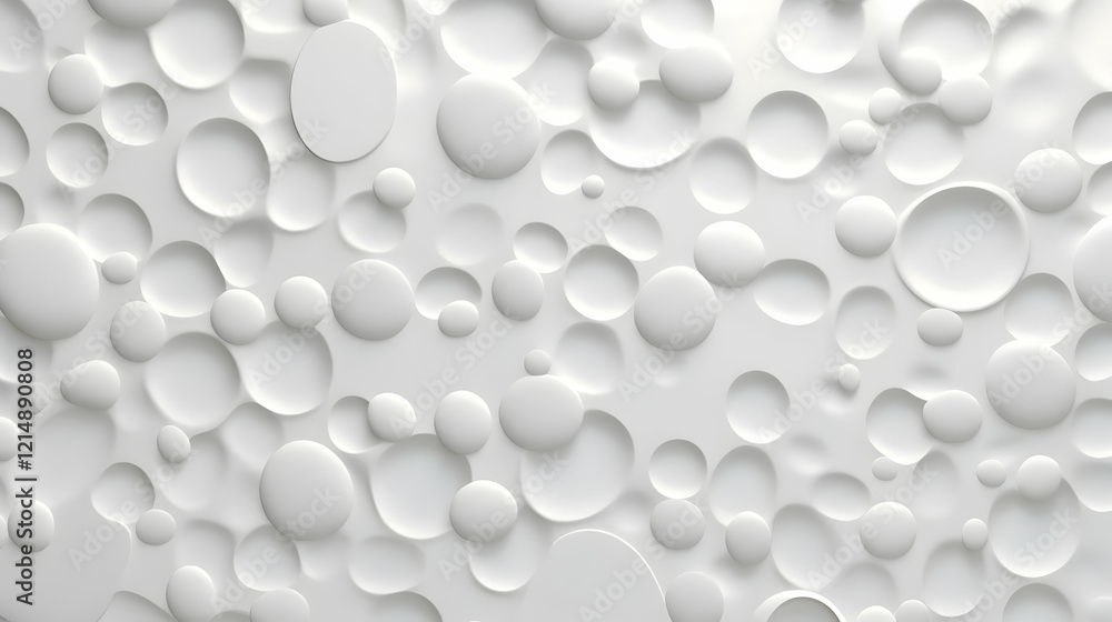 Aufkleber 3d render of abstract white background with circles of varying sizes, seamlessly blending and overla