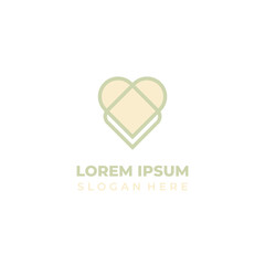 Vector health logo in heart shape, combination of lineart and shape styles