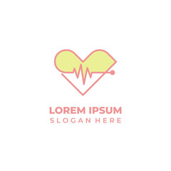Vector health logo in heart shape, combination of lineart and shape styles