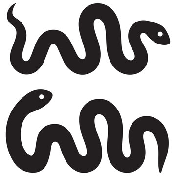 snake icon, snake vector silhouette, curved snake animal design illustration, black reptile graphic symbol, dangerous wild snake outline logo