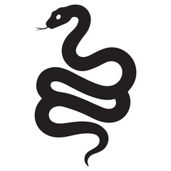 snake icon, snake vector silhouette, curved snake animal design illustration, black reptile graphic symbol, dangerous wild snake outline logo