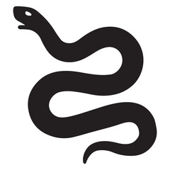 Fototapeta premium snake icon, snake vector silhouette, curved snake animal design illustration, black reptile graphic symbol, dangerous wild snake outline logo