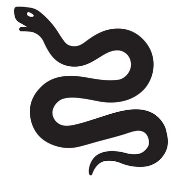 snake icon, snake vector silhouette, curved snake animal design illustration, black reptile graphic symbol, dangerous wild snake outline logo