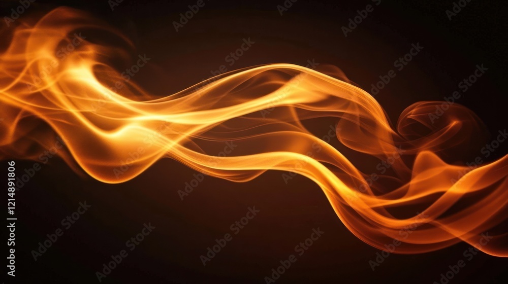 Poster abstract orange smoke flowing across a dark background creating a soft wave