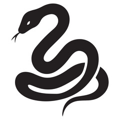 snake icon, snake vector silhouette, curved snake animal design illustration, black reptile graphic symbol, dangerous wild snake outline logo