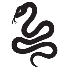 snake icon, snake vector silhouette, curved snake animal design illustration, black reptile graphic symbol, dangerous wild snake outline logo
