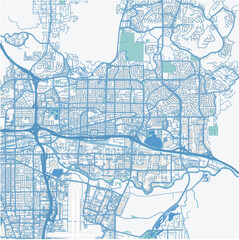 Map of Sparks in Nevada in a professional blue style. Contains layered vector with roads water, parks, etc.