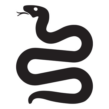 snake icon, snake vector silhouette, curved snake animal design illustration, black reptile graphic symbol, dangerous wild snake outline logo