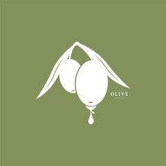 Vector logo of olive branch with leaves. Modern hand drawn vector olive oil icons. Branding concept for olive oil company, organic, eco-friendly oil products, wellness, beauty, culinary services