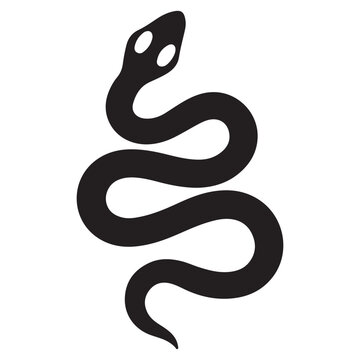 snake icon, snake vector silhouette, curved snake animal design illustration, black reptile graphic symbol, dangerous wild snake outline logo