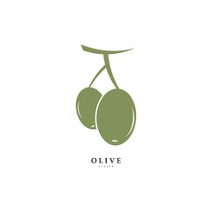 Vector logo of olive branch with leaves. Modern hand drawn vector olive oil icons. Branding concept for olive oil company, organic, eco-friendly oil products, wellness, beauty, culinary services