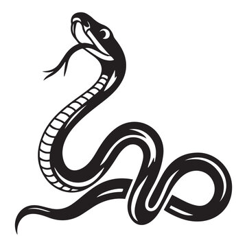 snake icon, snake vector silhouette, curved snake animal design illustration, black reptile graphic symbol, dangerous wild snake outline logo