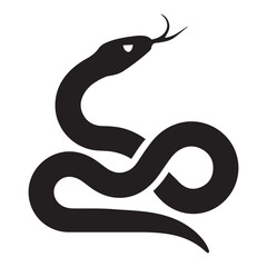 Fototapeta premium snake icon, snake vector silhouette, curved snake animal design illustration, black reptile graphic symbol, dangerous wild snake outline logo